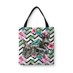 Scottish Terrier Travel Style Tote Bag 45 travel dogs tote scottish terrier geometric tropical front view White