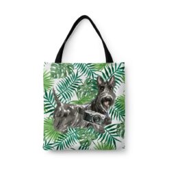 Scottish Terrier Travel Style Tote Bag 46 travel dogs tote scottish terrier leaves front view White