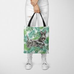 Scottish Terrier Travel Style Tote Bag 48 travel dogs tote scottish terrier leaves tote woman trowsers front view