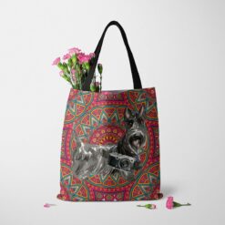Scottish Terrier Travel Style Tote Bag 50 travel dogs tote scottish terrier mandala tote standing carnations