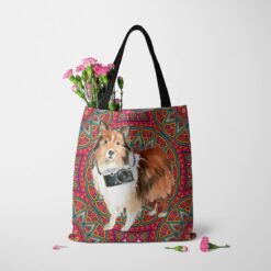 Shetland Sheepdog Travel Style Tote Bag 50 travel dogs tote shetland sheepdog mandala tote standing carnations