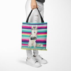 Siberian Husky Travel Style Tote Bag 52 travel dogs tote siberian husky beach tote woman trowsers walking view