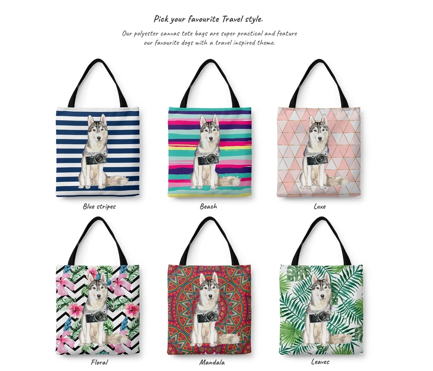 Siberian Husky Travel Style Tote Bag 17 Siberian Husky Travel Style Tote Bag - Image 15