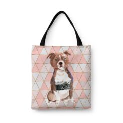 travel dogs tote staffordshire bull terrier luxe front view White
