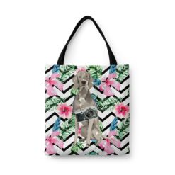 Weimaraner Travel Style Tote Bag 45 travel dogs tote weimaraner geometric tropical front view White