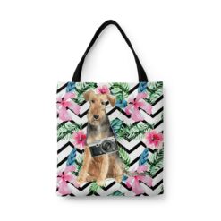 travel dogs tote welsh terrier geometric tropical front view White