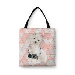 travel dogs tote westie luxe front view White