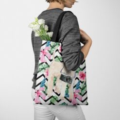 Wheaten Terrier Travel Style Tote Bag 53 travel dogs tote wheaten terrier geometric tropical tote woman jumper walking view