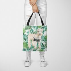 Wheaten Terrier Travel Style Tote Bag 48 travel dogs tote wheaten terrier leaves tote woman trowsers front view