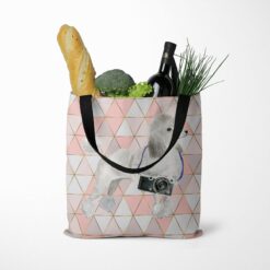 travel dogs tote white poodle luxe tote standing food