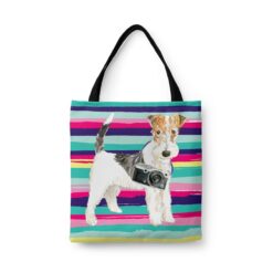 Wire Haired Fox Terrier Travel Style Tote Bag 44 travel dogs tote wire haired fox terrier beach front view White