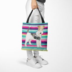 Wire Haired Fox Terrier Travel Style Tote Bag 52 travel dogs tote wire haired fox terrier beach tote woman trowsers walking view