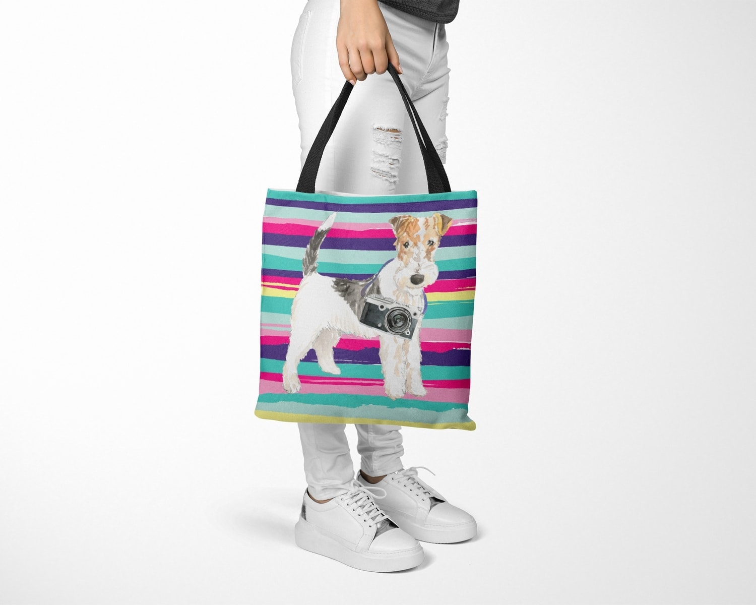 Wire Haired Fox Terrier Travel Style Tote Bag 27 Wire Haired Fox Terrier Travel Style Tote Bag - Image 25