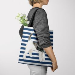 Wire Haired Fox Terrier Travel Style Tote Bag 51 travel dogs tote wire haired fox terrier nautical stripes tote woman jumper view