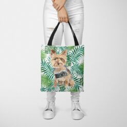 Yorkshire Terrier Travel Style Tote Bag 48 travel dogs tote yorkshire terrier leaves tote woman trowsers front view