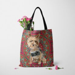 Yorkshire Terrier Travel Style Tote Bag 50 travel dogs tote yorkshire terrier mandala tote standing carnations