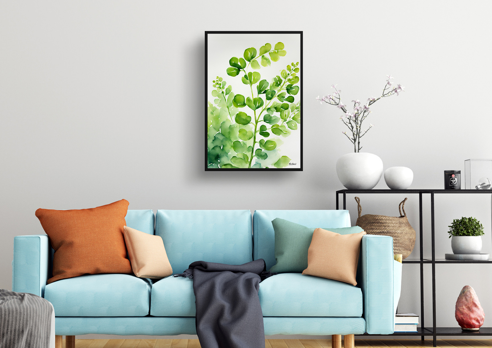Adiantum Pedatum Watercolour Botanical Art Print - Northern Five-fingered Fern Framed Plant Wall Art 4 Adiantum Pedatum Watercolour Botanical Art Print - Northern Five-fingered Fern Framed Plant Wall Art - Image 2