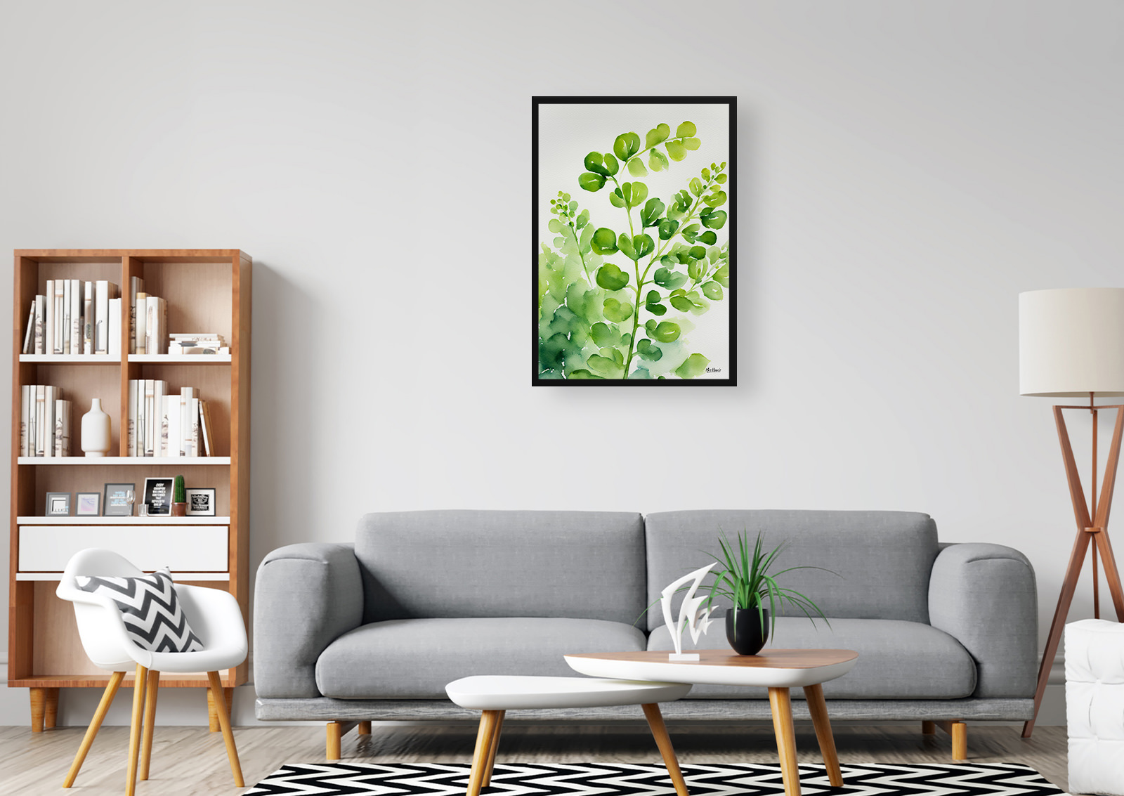 Adiantum Pedatum Watercolour Botanical Art Print - Northern Five-fingered Fern Framed Plant Wall Art 5 Adiantum Pedatum Watercolour Botanical Art Print - Northern Five-fingered Fern Framed Plant Wall Art - Image 3