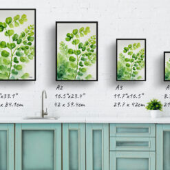 Adiantum Pedatum Watercolour Botanical Art Print - Northern Five-fingered Fern Framed Plant Wall Art 9 watercolour botanical print flowers adiantum pedatum print size comparison