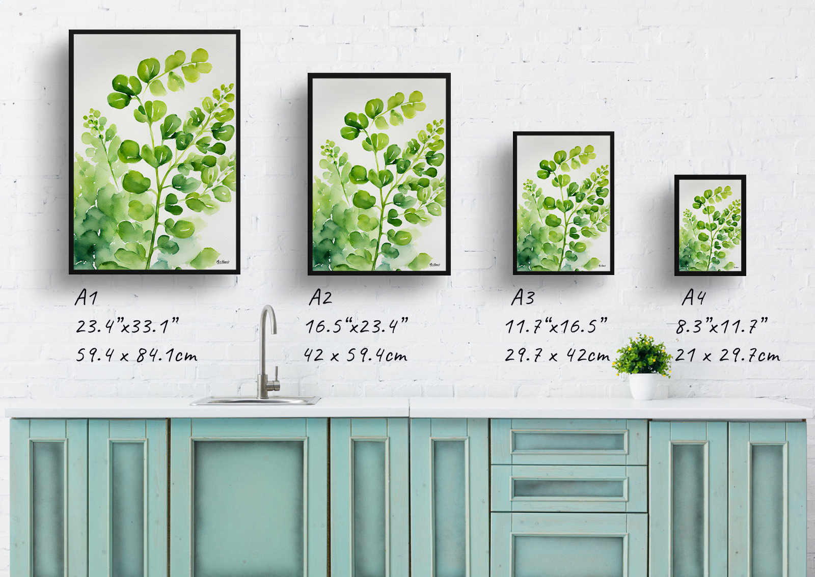 Adiantum Pedatum Watercolour Botanical Art Print - Northern Five-fingered Fern Framed Plant Wall Art 6 Adiantum Pedatum Watercolour Botanical Art Print - Northern Five-fingered Fern Framed Plant Wall Art - Image 4