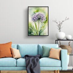 Allium Nigrum Watercolour Botanical Art Print - Crow Wild Garlic Framed Plant Wall Art 7 watercolour botanical print flowers allium nigrum living room