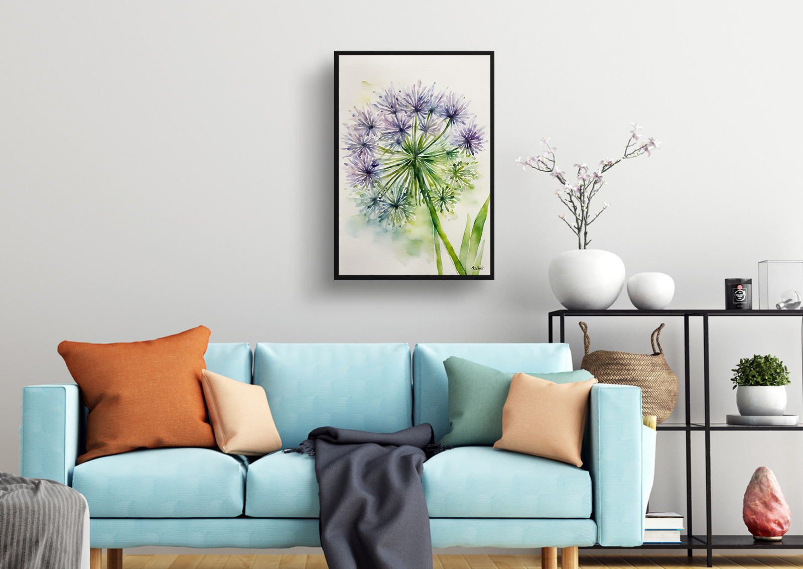 Allium Nigrum Minimalist Watercolour Botanical Art Print - Crow Wild Garlic Framed Plant Wall Art 4 Allium Nigrum Minimalist Watercolour Botanical Art Print - Crow Wild Garlic Framed Plant Wall Art - Image 2