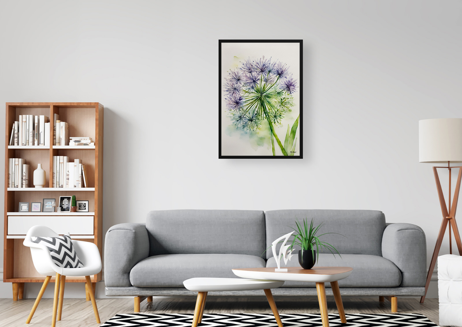 Allium Nigrum Minimalist Watercolour Botanical Art Print - Crow Wild Garlic Framed Plant Wall Art 5 Allium Nigrum Minimalist Watercolour Botanical Art Print - Crow Wild Garlic Framed Plant Wall Art - Image 3