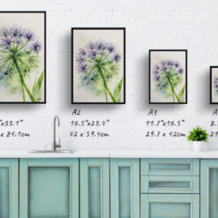 Allium Nigrum Minimalist Watercolour Botanical Art Print - Crow Wild Garlic Framed Plant Wall Art 9 watercolour botanical print flowers allium nigrum minimalist print size comparison