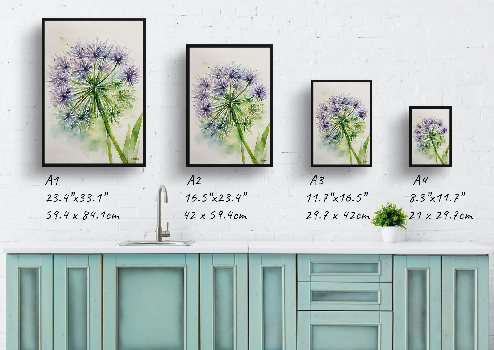 Allium Nigrum Minimalist Watercolour Botanical Art Print - Crow Wild Garlic Framed Plant Wall Art 6 Allium Nigrum Minimalist Watercolour Botanical Art Print - Crow Wild Garlic Framed Plant Wall Art - Image 4
