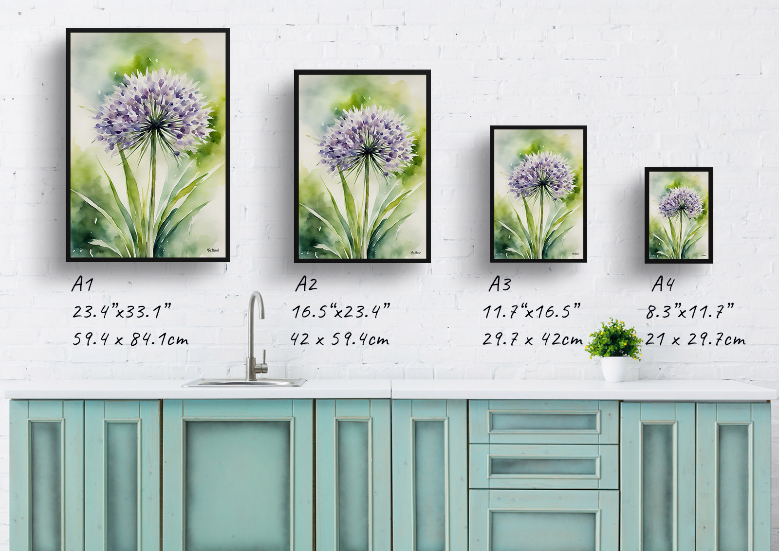 Allium Nigrum Watercolour Botanical Art Print - Crow Wild Garlic Framed Plant Wall Art 6 Allium Nigrum Watercolour Botanical Art Print - Crow Wild Garlic Framed Plant Wall Art - Image 4
