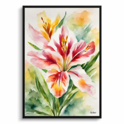 Alstroemeria Watercolour Botanical Art Print - Peruvian Lily of the Incas Framed Plant Wall Art