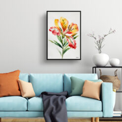 Alstroemeria Minimalist Watercolour Botanical Art Print - Peruvian Lily of the Incas Framed Plant Wall Art 7 watercolour botanical print flowers alstroemeria minimalist living room