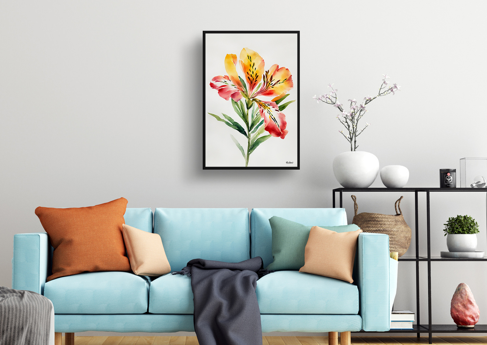 Alstroemeria Minimalist Watercolour Botanical Art Print - Peruvian Lily of the Incas Framed Plant Wall Art 4 Alstroemeria Minimalist Watercolour Botanical Art Print - Peruvian Lily of the Incas Framed Plant Wall Art - Image 2