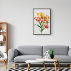 Alstroemeria Minimalist Watercolour Botanical Art Print - Peruvian Lily of the Incas Framed Plant Wall Art 8 watercolour botanical print flowers alstroemeria minimalist office