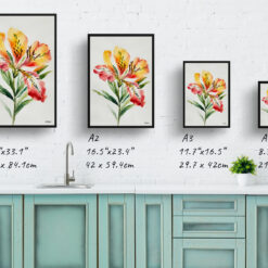 Alstroemeria Minimalist Watercolour Botanical Art Print - Peruvian Lily of the Incas Framed Plant Wall Art 9 watercolour botanical print flowers alstroemeria minimalist print size comparison
