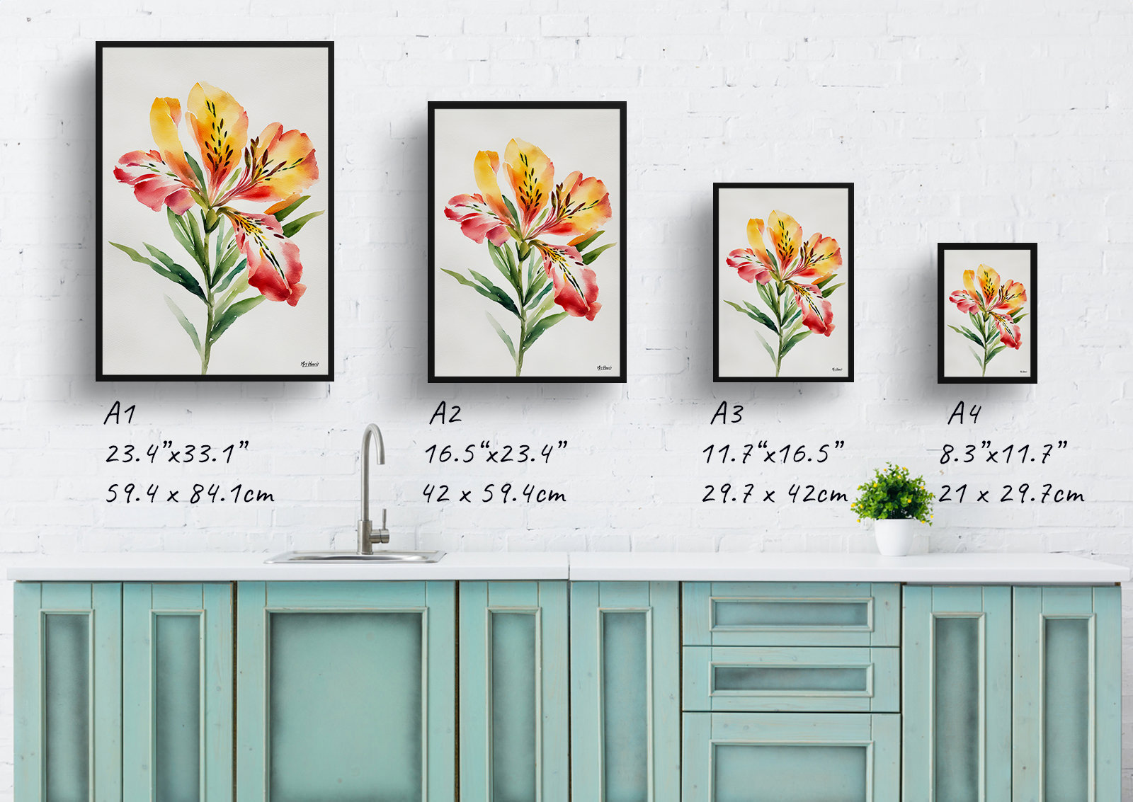 Alstroemeria Minimalist Watercolour Botanical Art Print - Peruvian Lily of the Incas Framed Plant Wall Art 6 Alstroemeria Minimalist Watercolour Botanical Art Print - Peruvian Lily of the Incas Framed Plant Wall Art - Image 4