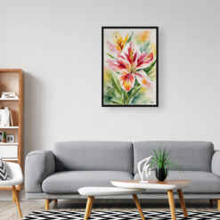 Alstroemeria Watercolour Botanical Art Print - Peruvian Lily of the Incas Framed Plant Wall Art 8 watercolour botanical print flowers alstroemeria office