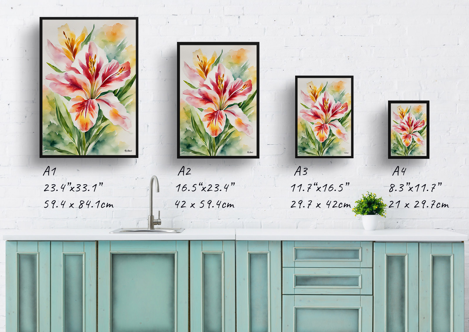 Alstroemeria Watercolour Botanical Art Print - Peruvian Lily of the Incas Framed Plant Wall Art 6 Alstroemeria Watercolour Botanical Art Print - Peruvian Lily of the Incas Framed Plant Wall Art - Image 4