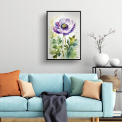 watercolour botanical print flowers anemone living room