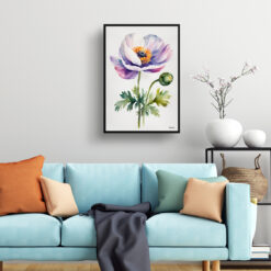 Anemone Minimalist Watercolour Botanical Art Print - Windflower Thimbleweed Framed Plant Wall Art 7 watercolour botanical print flowers anemone minimalist living room