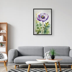 watercolour botanical print flowers anemone office