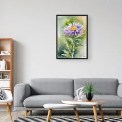 Aster Watercolour Botanical Art Print - Michaelmas Daisy Framed Plant Wall Art 8 watercolour botanical print flowers aster office