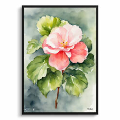 Begonia Watercolour Botanical Art Print - Wax semperflorens Framed Plant Wall Art