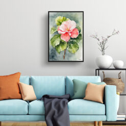 Begonia Watercolour Botanical Art Print - Wax semperflorens Framed Plant Wall Art 7 watercolour botanical print flowers begonia living room