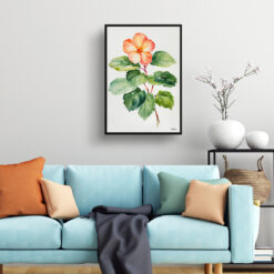 Begonia Minimalist Watercolour Botanical Art Print - Wax semperflorens Framed Plant Wall Art 7 watercolour botanical print flowers begonia minimalist living room