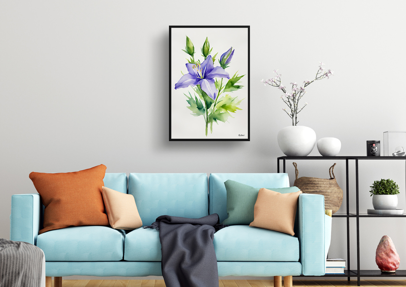 Bellflower Minimalist Watercolour Botanical Art Print - Canterbury-bells Framed Plant Wall Art 4 Bellflower Minimalist Watercolour Botanical Art Print - Canterbury-bells Framed Plant Wall Art - Image 2
