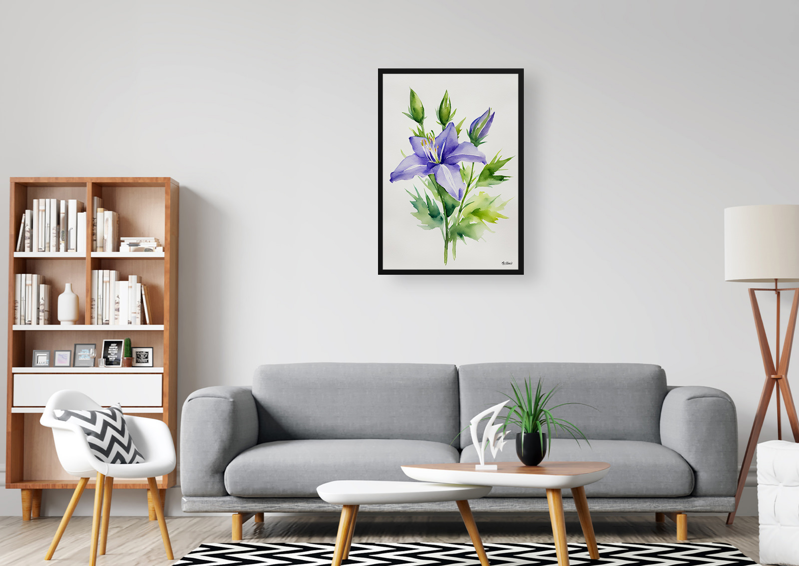Bellflower Minimalist Watercolour Botanical Art Print - Canterbury-bells Framed Plant Wall Art 5 Bellflower Minimalist Watercolour Botanical Art Print - Canterbury-bells Framed Plant Wall Art - Image 3