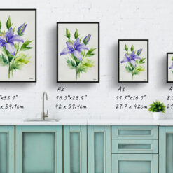 Bellflower Minimalist Watercolour Botanical Art Print - Canterbury-bells Framed Plant Wall Art 9 watercolour botanical print flowers bellflower minimalist print size comparison