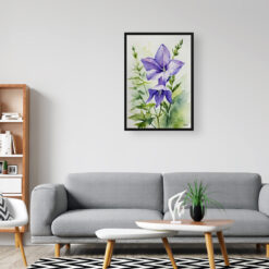watercolour botanical print flowers bellflower office