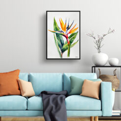 Bird of Paradise Minimalist Watercolour Botanical Art Print - Crane Flower Strelitzia Reginae Framed Plant Wall Art 7 watercolour botanical print flowers bird of paradise minimalist living room